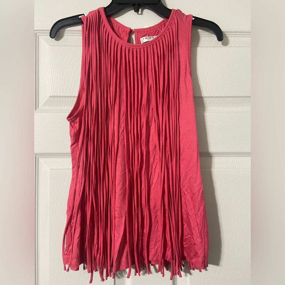 Trina Turk Mallory fringe top in Watermelon